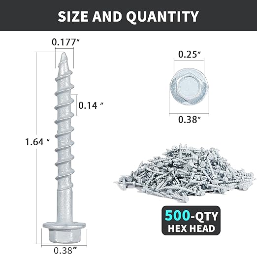 #9 x 1-1/2" Heavy Duty Joist Hanger Screws, SD Connector Screws | 1/4" Hex Head - Image 2