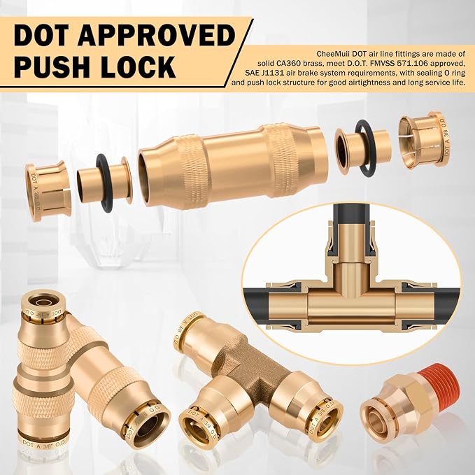 CheeMuii 400Pcs Brass DOT Air Line Fittings Pipe Fittings Pneumatic Unions | - Image 4