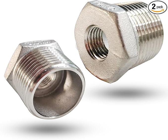 3/4" NPT Male to 1/4" NPT Female Reducer Bushing, 304 Stainless Steel Pipe Hex by Unknown