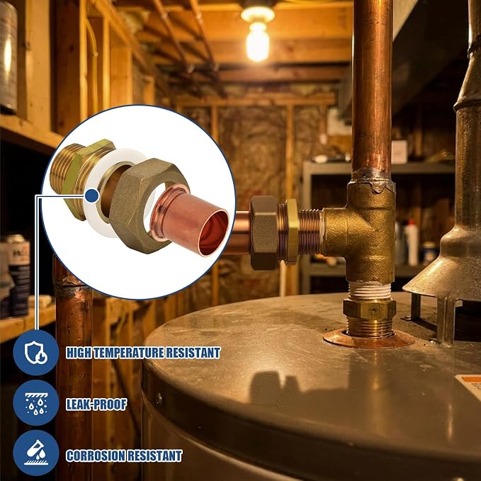 4 Pack 3/4" C x MIP LF Brass Pipe Copper Union Sweat to Male | - Image 4