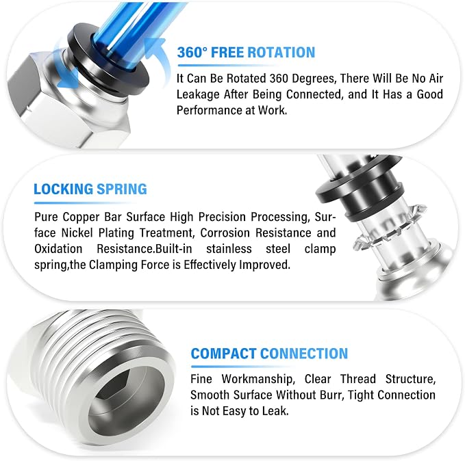 TAILONZ PNEUMATIC Male Straight 5/16 Inch Tube OD x 3/8 Inch NPT Thread Push to - Image 3