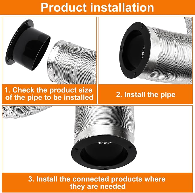2pcs Duct Connector Flange, Plastic Duct Dust Fittings Dryer Vent Connector - Image 4