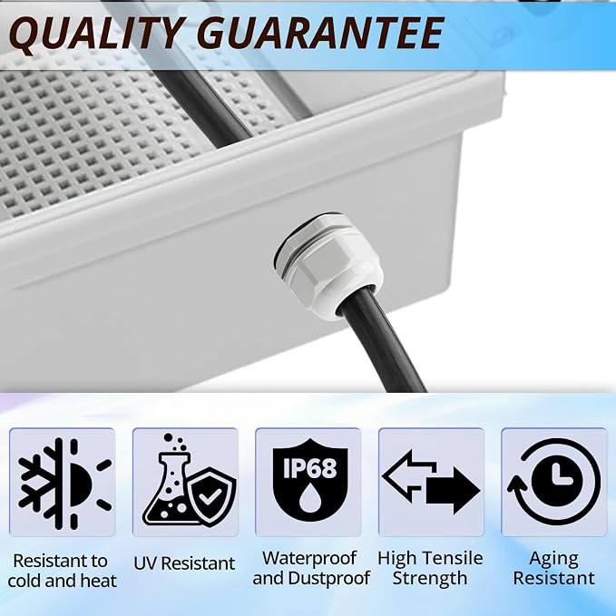 MAKERELE 12Pcs 1 Inch Grey NPT Cable Glands, IP68 Waterproof | Plastic Nylon - Image 4