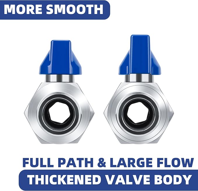 3/8" Double Barbed Ball Valve, Stainless Steel, - Image 4