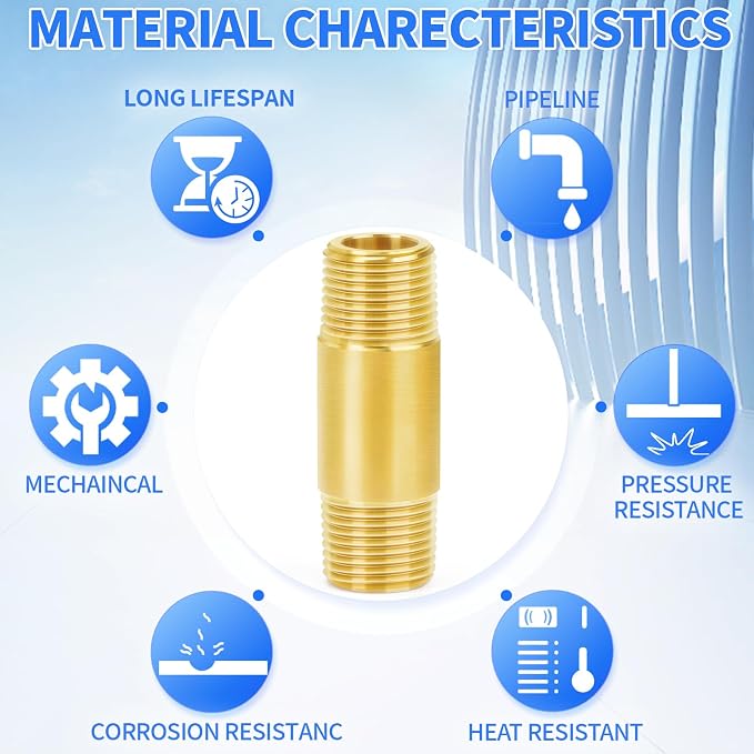 ChillWaves Brass Pipe Fitting, Long Nipple Pipe 1" NPT Male x 1" NPT Male - Image 5
