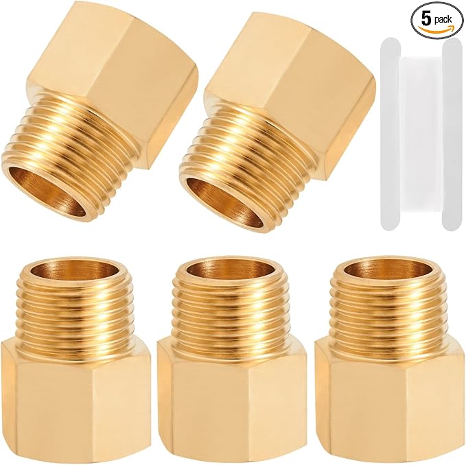 Brass Pipe Fitting, 1/2 Inch NPT Male to 1/2 Inch NPT Female Brass Pipe Hose by RouLiPouLi