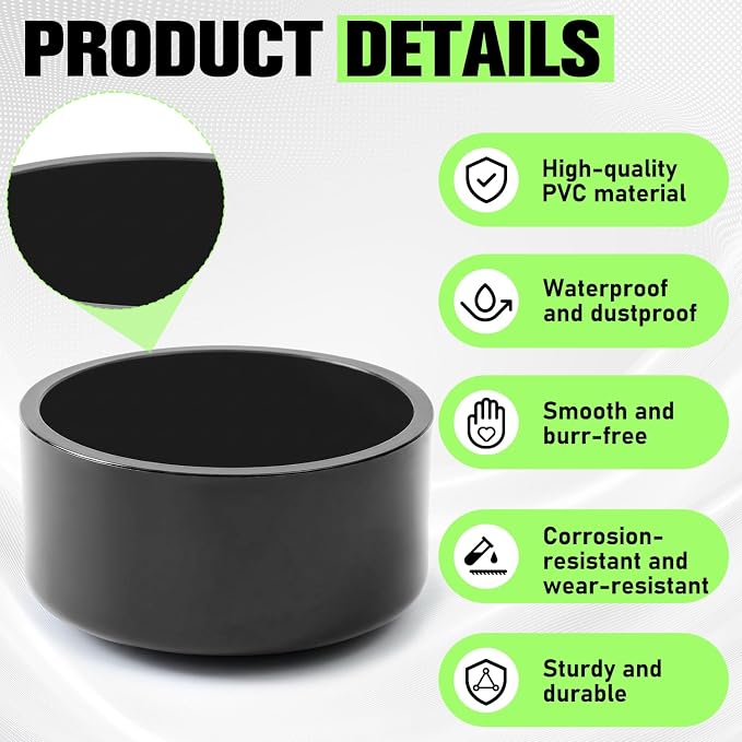 10 Packs 4 Inch PVC Pipe End Cap, Fits 4.5" Od Schedule 40 Furniture Grade - Image 3