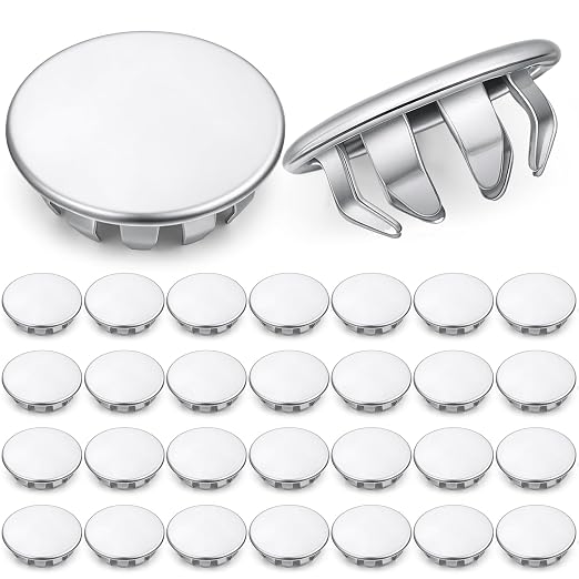 Hicarer 30 Pack Fit 1/2" Hole Metal Hole Plugs, Nickel-Plated Steel Snap-in by Hicarer