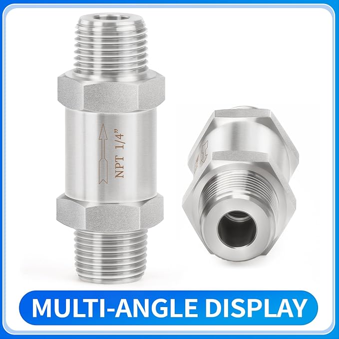 ChillWaves 304 Stainless Steel In-Line Split Check Valve 1/4" NPT Male Thread - Image 3