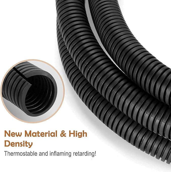20FT 1/4in Wire Loom Split Tubing Auto Wire Conduit Flexible Cover Black - Image 5
