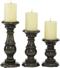 Deco 79 Mango Wood Decorative Candle Holder Distressed Turned Pillar Candle by Unknown