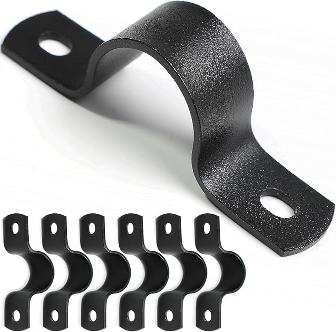 Black U-Clamps 3/4 INCH Metal Pipe Clamps 2-Hole U-Brackets Suitable by AGUTEA