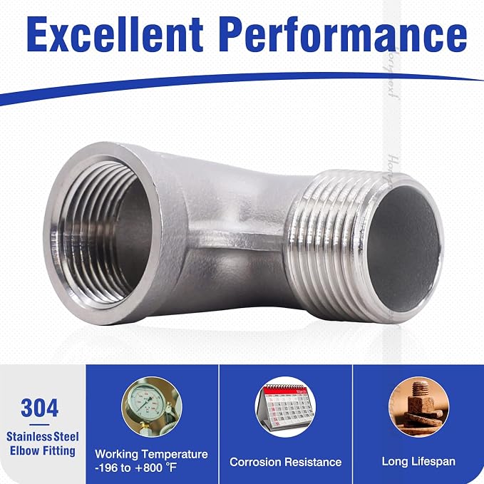 3/4'' NPT Stainless Steel Elbow Fitting, 90 Degree Street Elbow | Male to - Image 4