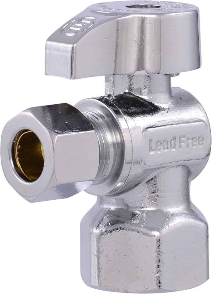 Eastman 1/2 Inch FIP x 3/8 Inch OD Compression Quarter Turn Angle Stop Valve by Eastman