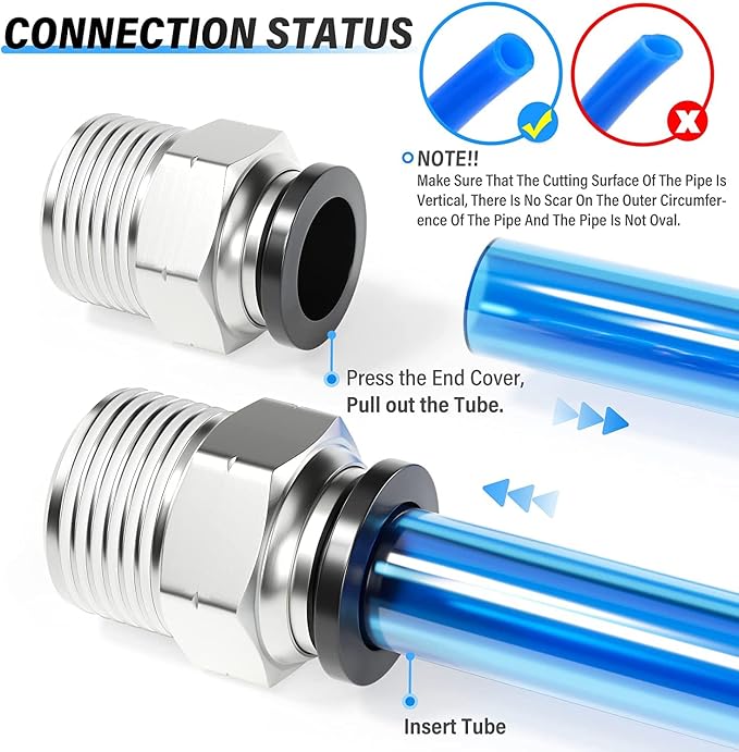 TAILONZ PNEUMATIC Male Straight 1/2 Inch Tube OD x 1/2 Inch NPT Thread Push to - Image 4