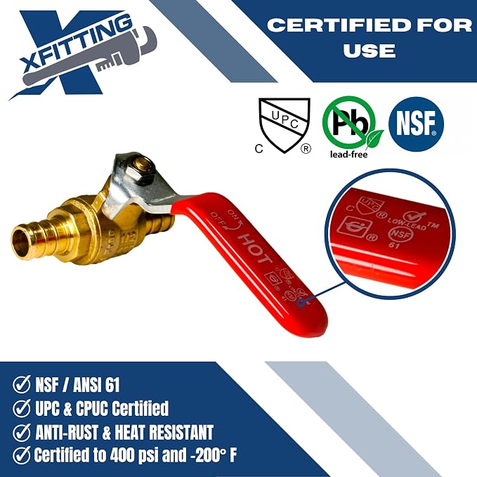 2 Pack XFITTING 1/2" Pex Ball Valve Hot and Cold Handle - Image 5