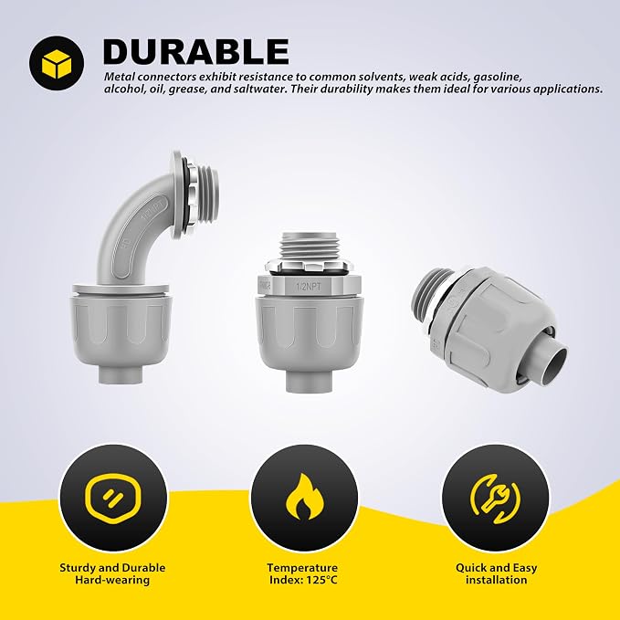 10 PCS 1/2" Liquid Tight Connector NPT Non-Metallic - Image 3