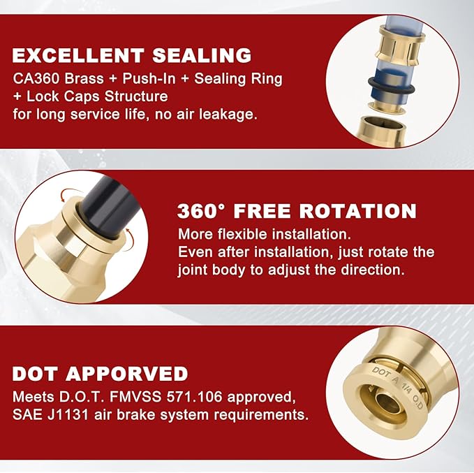 DOT Approved Male Straight Brass Union 1/4" Tube x 1/8" NPT, Quick Connect Union - Image 4
