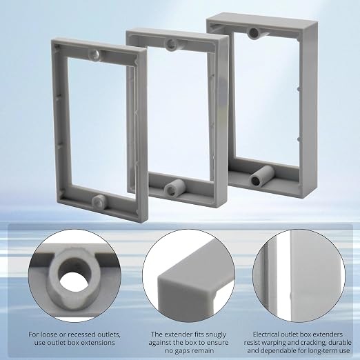 HXH Single Gang Receptacle Outlet Box Extender, 1/2 Inch, 3 Pack | - Image 5