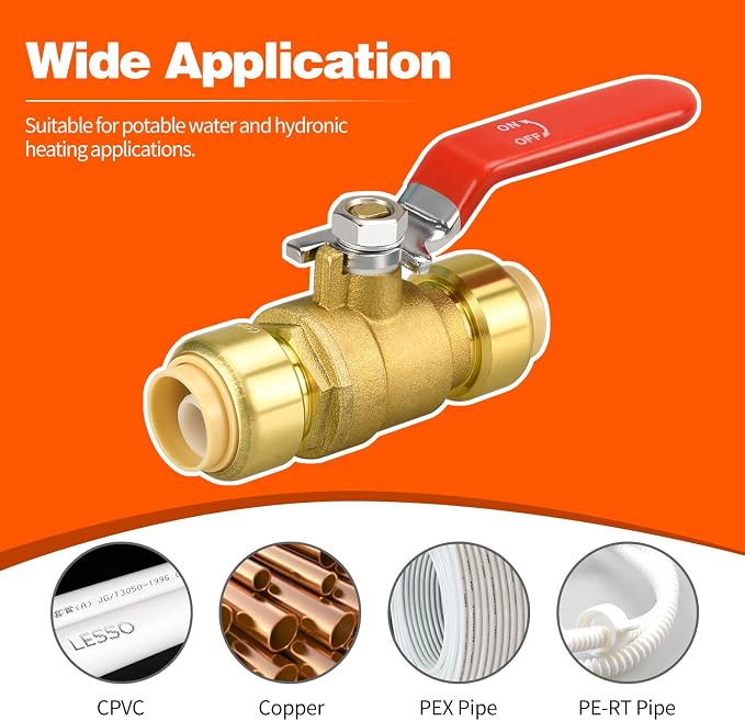 2pcs 1/2" Push Fit Ball Valve - Image 4
