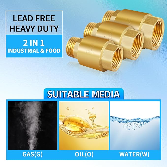 2Pcs 3/4in NPT Spring Check Valve, Brass Non Return One Way Check Valve - Image 9