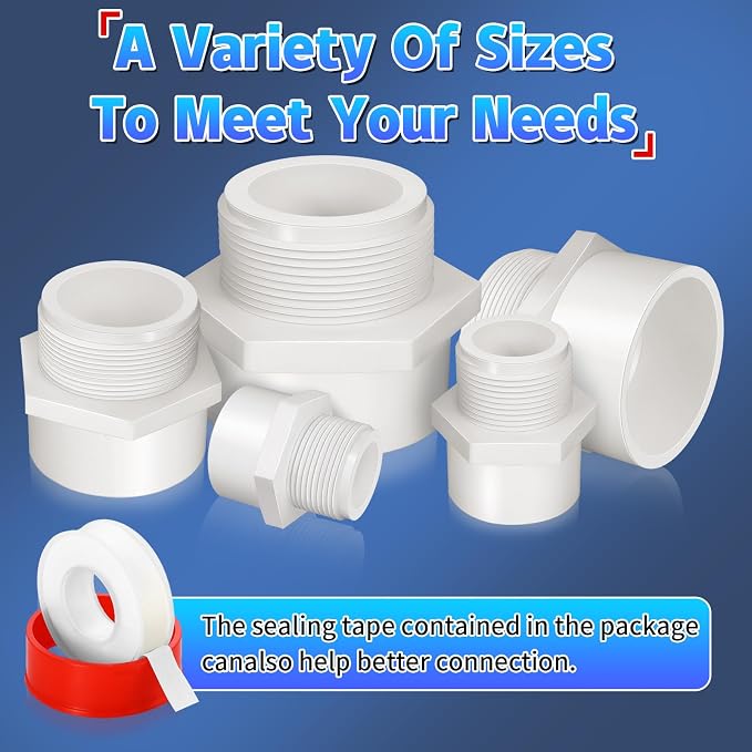 5Pcs White PVC Pipe Fittings, 1-1/2inch NPT Male Thread Pipe Fitting Adapter - Image 8