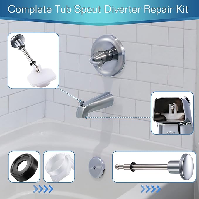 Enhon 2 Set Tub Spout Diverter Repair Kit | Includes 2 x Diverter Valve Stems - Image 2