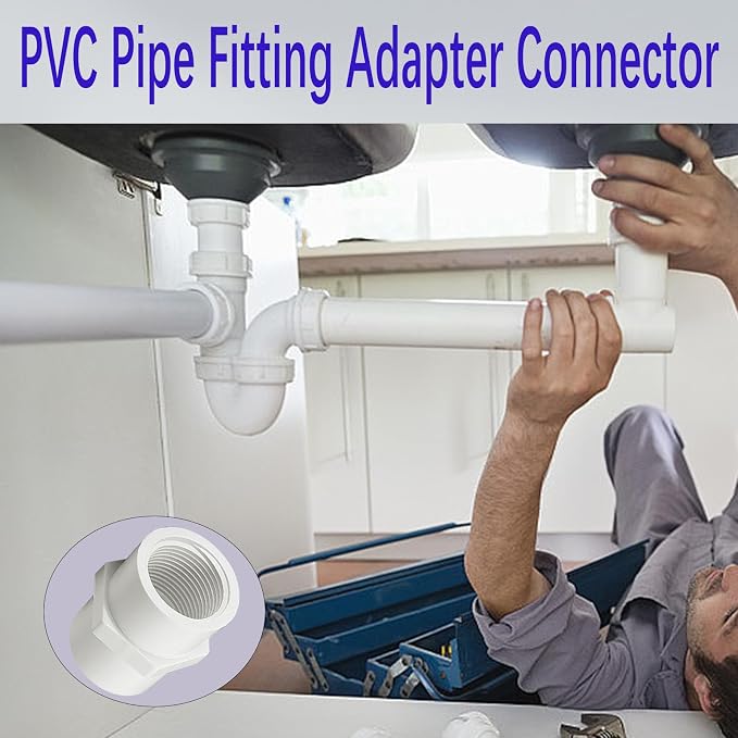 10Pcs White PVC Pipe Fitting, 1/2 inch NPT Female Thread Pipe Fitting Adapter - Image 5