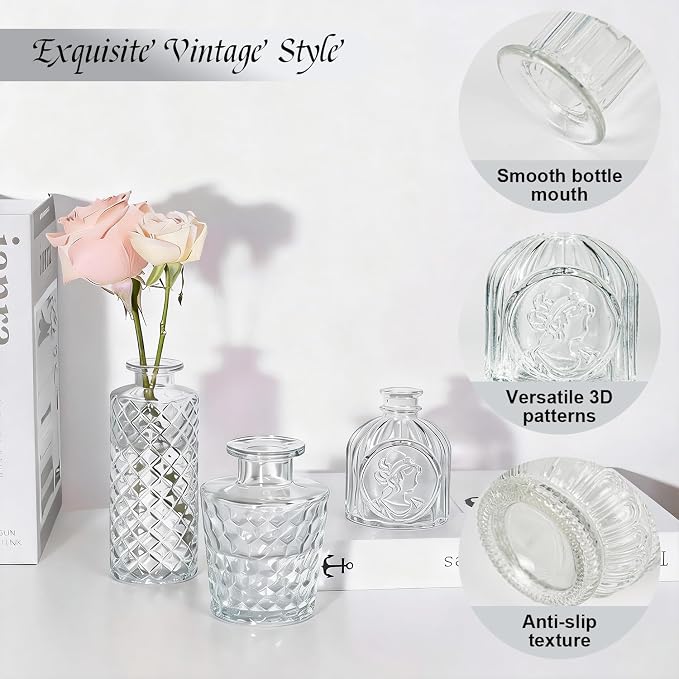Clear Glass Bud Vase Set of 14 Pcs, Small Bud Vases in Bulk, Glass Crystal - Image 9