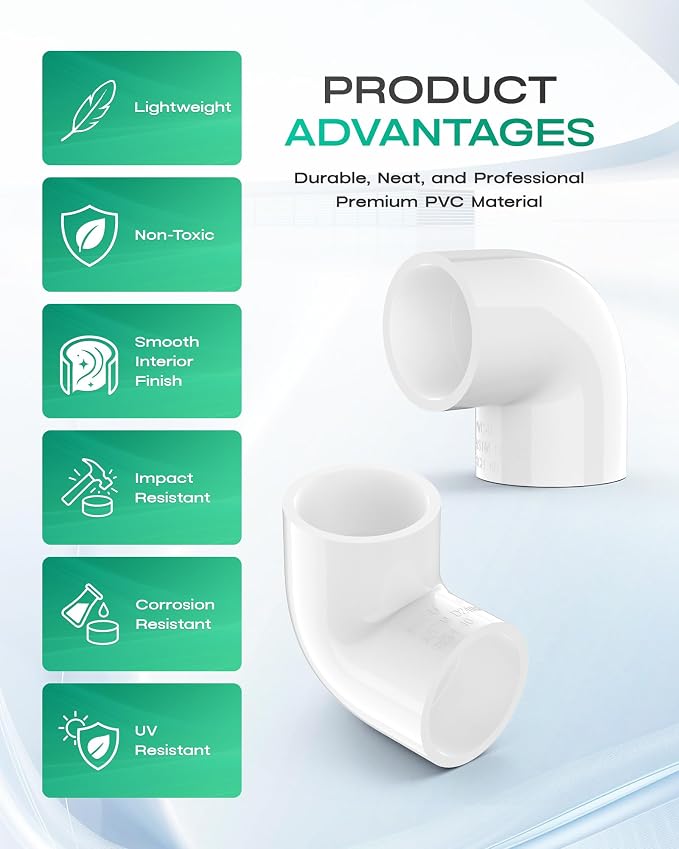 10-Pack 3/4 Inch PVC Fittings 90 Degree Elbow, Furniture Build Grade SCH40 - Image 5