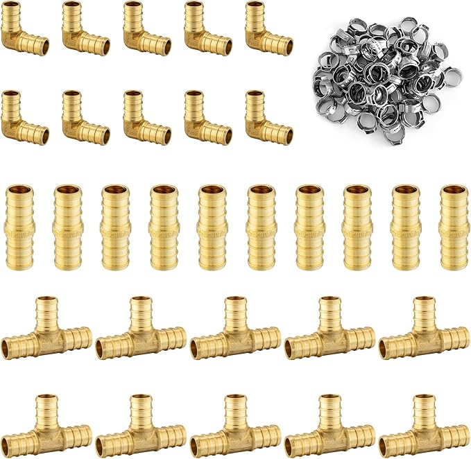 100 Pack Foskan 1/2 Inch PEX Barb Crimp Fittings Set | 10 Pieces Each:Elbow by Unknown