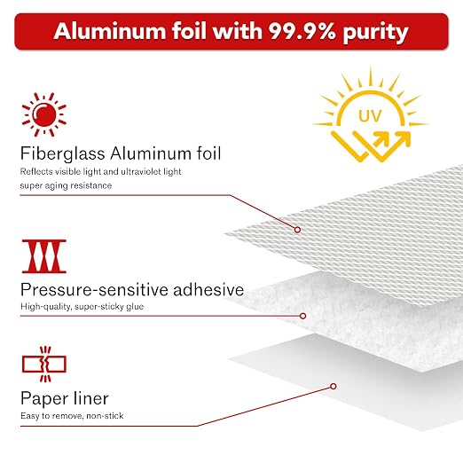 2" x 82Ft Aluminum Foil Heat Shield Tape Fiberglass Thermal Tape | High temp - Image 3