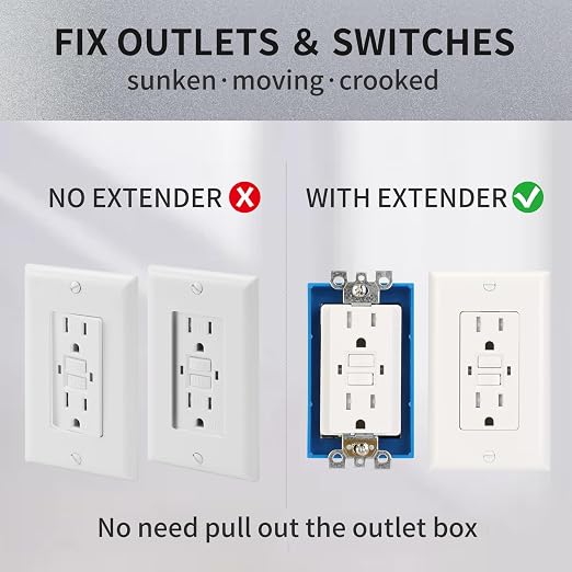 Single Gang Receptacle Outlet Box Extenders 1/2", Include 2Screws, Electrical - Image 6