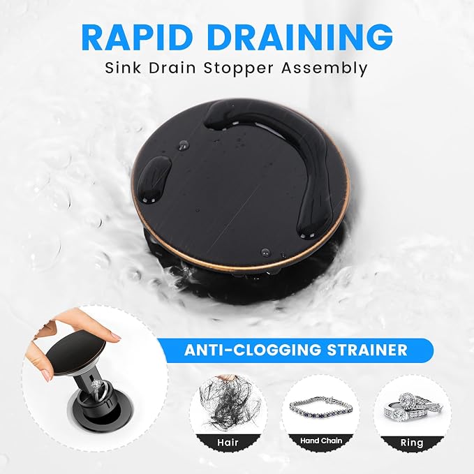 Bathroom Sink Drain with Overflow with Hair Catcher Anti-Clog Sink Strainer - Image 4