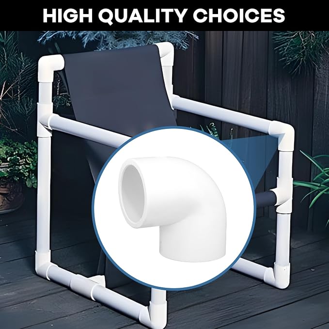 12 Pack 1 inch 90 Degree PVC Elbow Pipe Fittings, 2 Way Right Angle Furniture - Image 7
