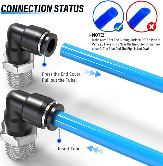 TAILONZ 5/32" x 1/4" NPT Push to Connect Elbow Fitting 2pcs | Copper&Plastic - Image 6