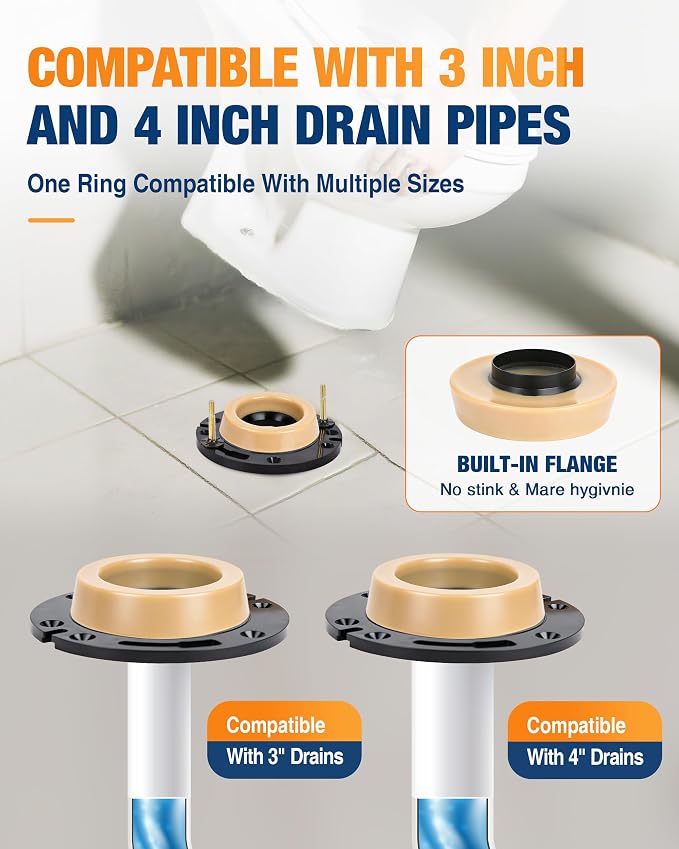 Jamini Toilet Flange Kit with 1.18in Wax Ring – Easily Repair Leaks and - Image 4