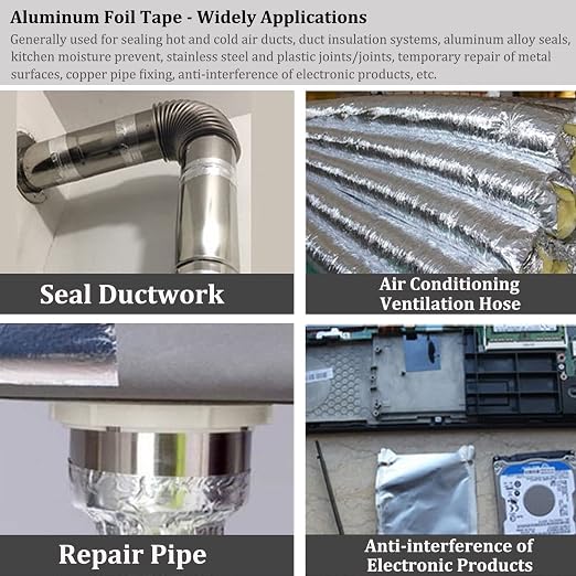 3PCS Aluminum Foil Duct Tapes Heavy Duty, Preminum Insulation Adhesive HVAC - Image 4