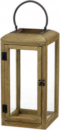 16" High Wooden Lantern Made of Solid Firwood in Distressed Natural by Unknown
