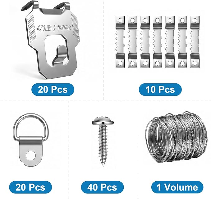 91Pcs 40LB Drywall Picture Hanging Hooks Heavy Duty No Damage | Picture Hangers - Image 3