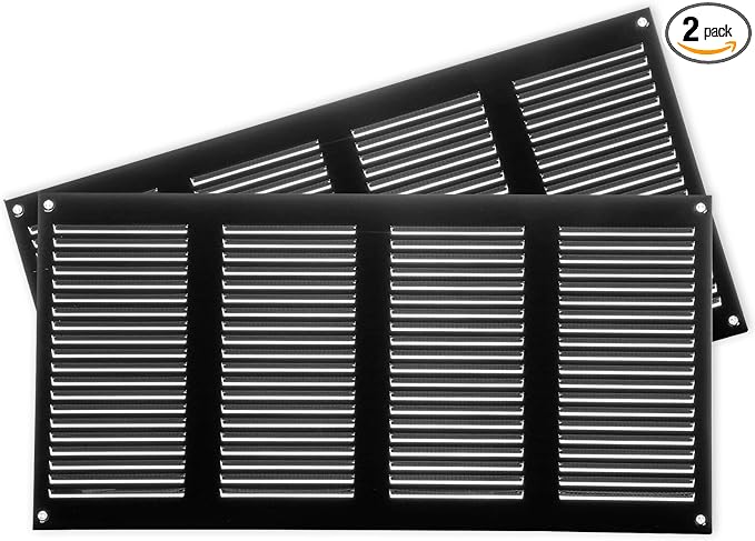 Repa Market 2-Pack Air Vent Cover 16x8 Inch Black Galvanized Steel Louvered by RepaMarket