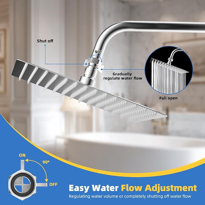 Hibbent All Metal 1 Pack Shower Head Flow Control Valve, G1/2 Brass Shut-off - Image 7