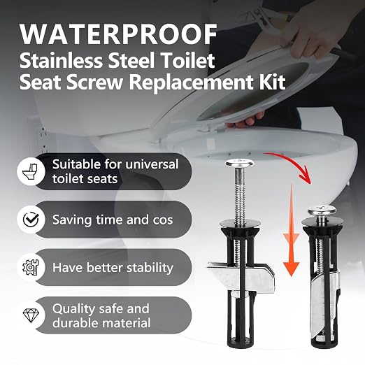 2026 New 4PCS Toilet Seat Bolts, Heavy Duty Toilet Seat Fastener Bolt Kit - Image 2