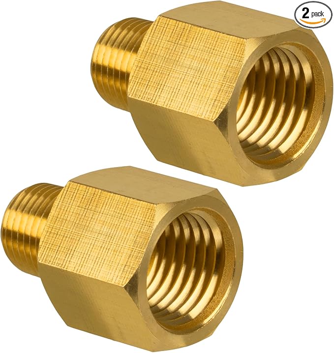 Brass Pipe Fitting, 1/8" NPT Male x 1/4" NPT Female Reducer Adapter, Heavy Duty by KAINGA