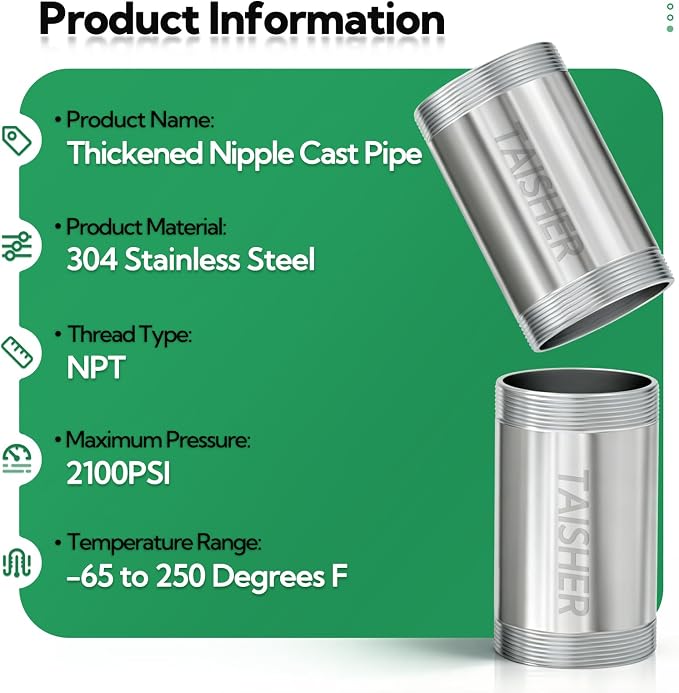 1pcs Thickened Nipple Cast Pipe 1-1/2" NPT Male - Image 3
