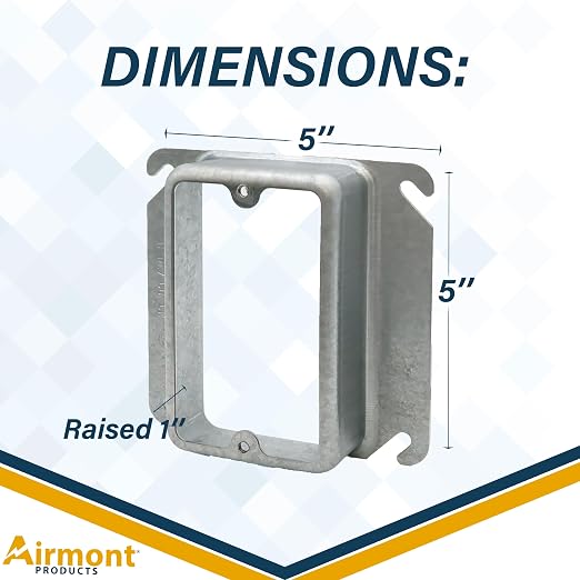1" Raised Mud Rings, Square Device Cover, 1-Gang Outlet Cover, 4x4 Inch - Image 4