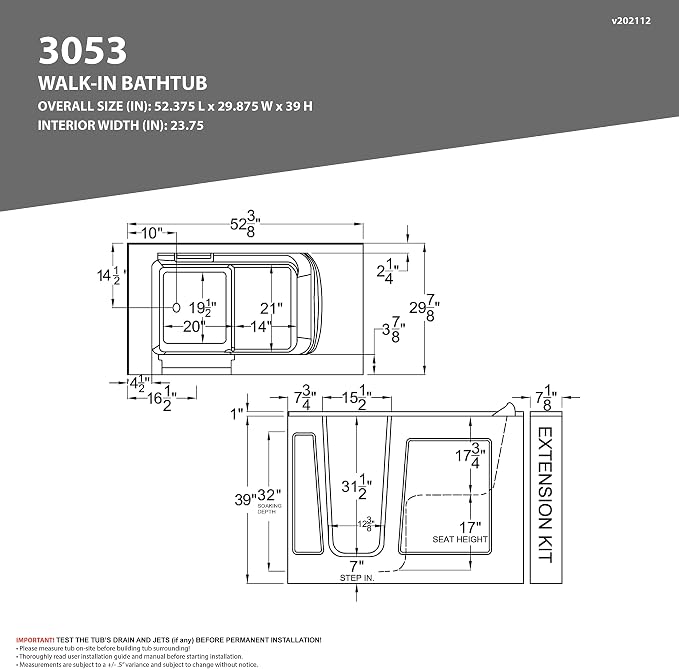 ANZZI Walk In Tub, 30 X 53 In, Right Drain, 9 Whirlpool & 26 Air Jets | The 60 - Image 2