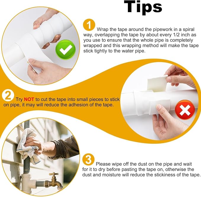 DEMEDO Pipe Insulation Tape, Pipe Wrap Insulation Foam Tape Self Adhesive - Image 4