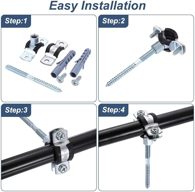 HARFINGTON 4 Set Split Ring Pipe Hanger 5-1/2" Galvanized Steel Sheet Wall - Image 5