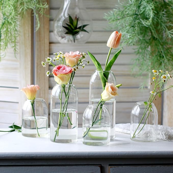 Etolies Glass Bud Vases in Bulk Set of 12, Modern Cylinder Glass Vase - Image 3